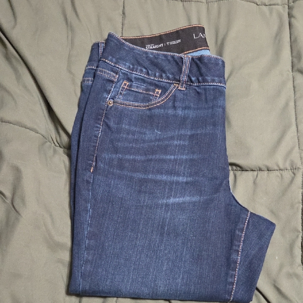 Lane Bryant Indigo Denim Pants 16S High Rise Straight Tighter Tummy Technology - Picture 5 of 9
